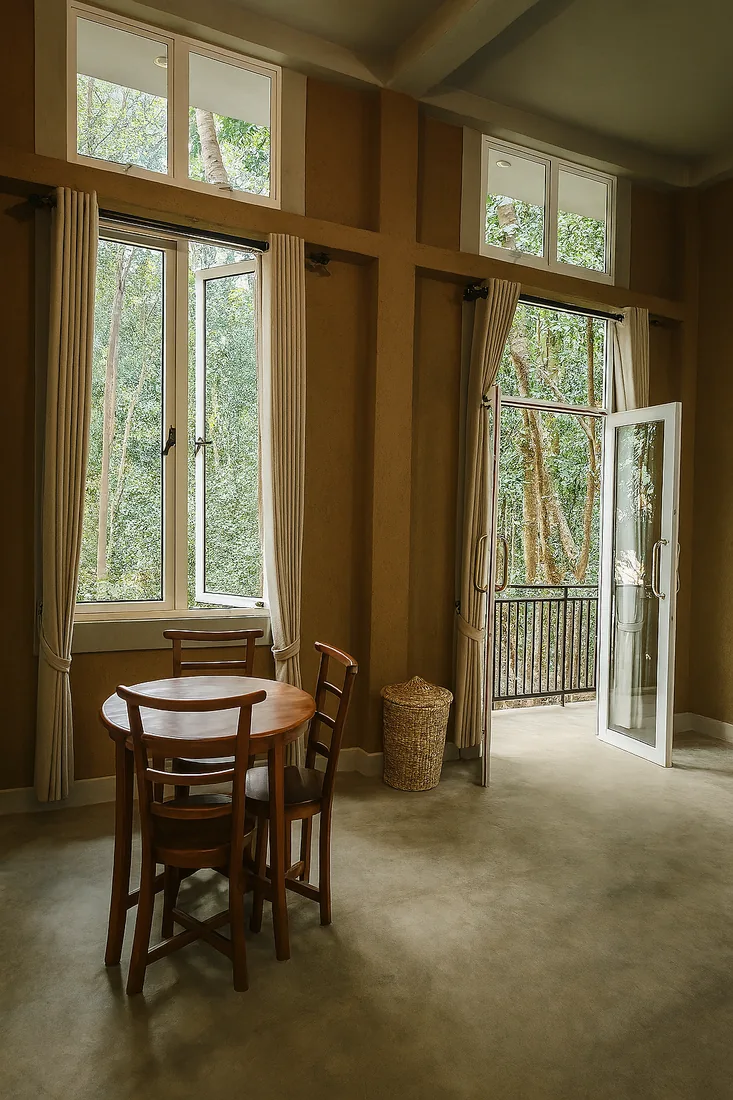 Dining corner and window view at Nature Home
